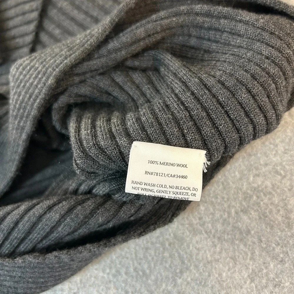 Eileen Fisher Merino Wool Ribbed Cardigan Sweater Charcoal Gray Size Medium NWT